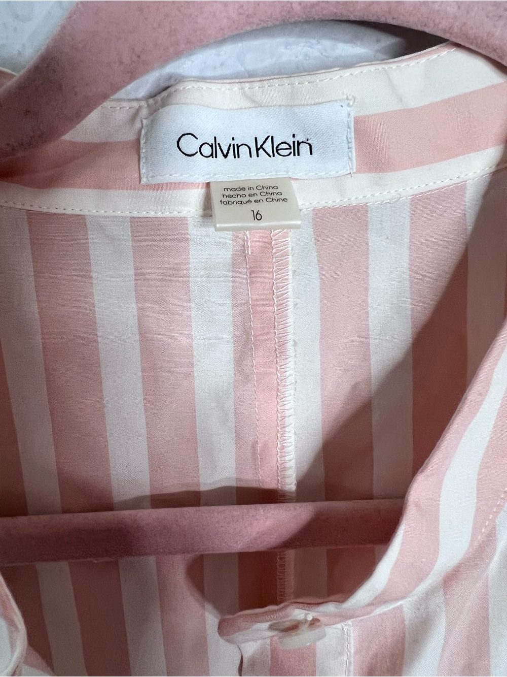 Calvin Klein Dress Women’s Size 16 Stripe Fit & Flare Waist Tie Button Down B25 - Picture 4 of 10